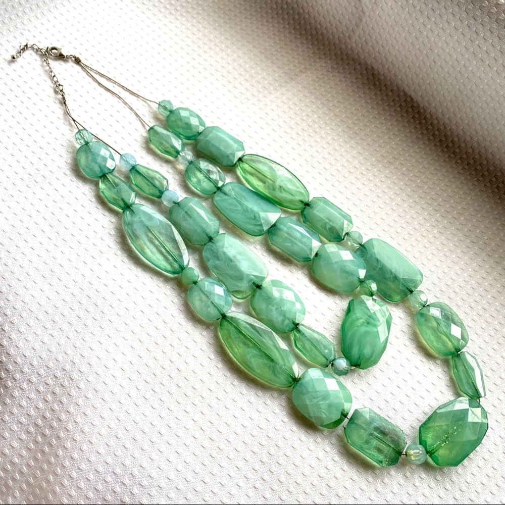 Two Layer Green Faux Stone Necklace Aventurine